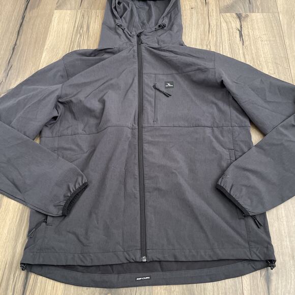 Rip Curl Anti Series Windbreaker Jacket Mens XL Water Repellent Gray Hooded Coat - Picture 6 of 10